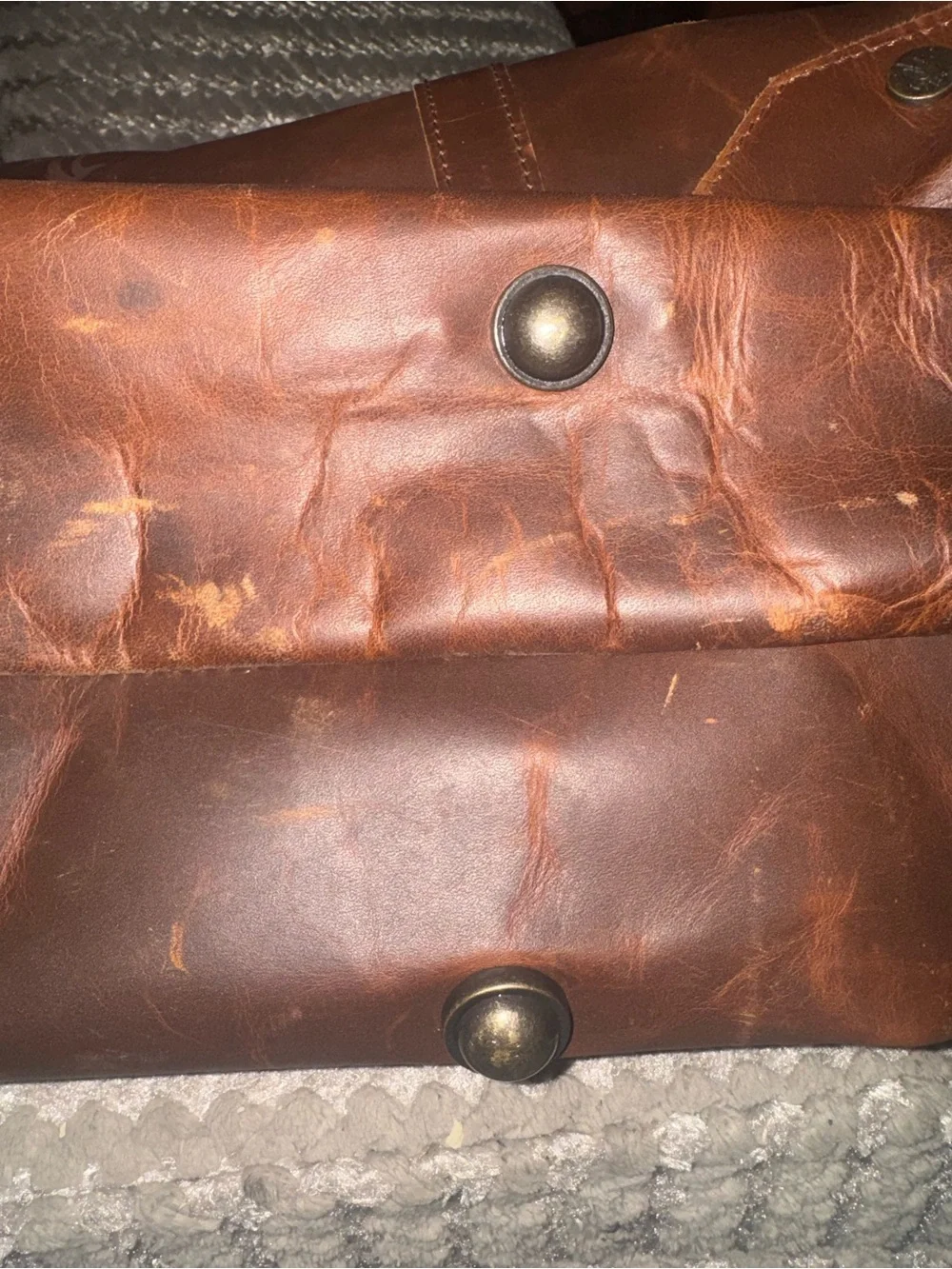 MAHI Brown Leather Weekender Bag